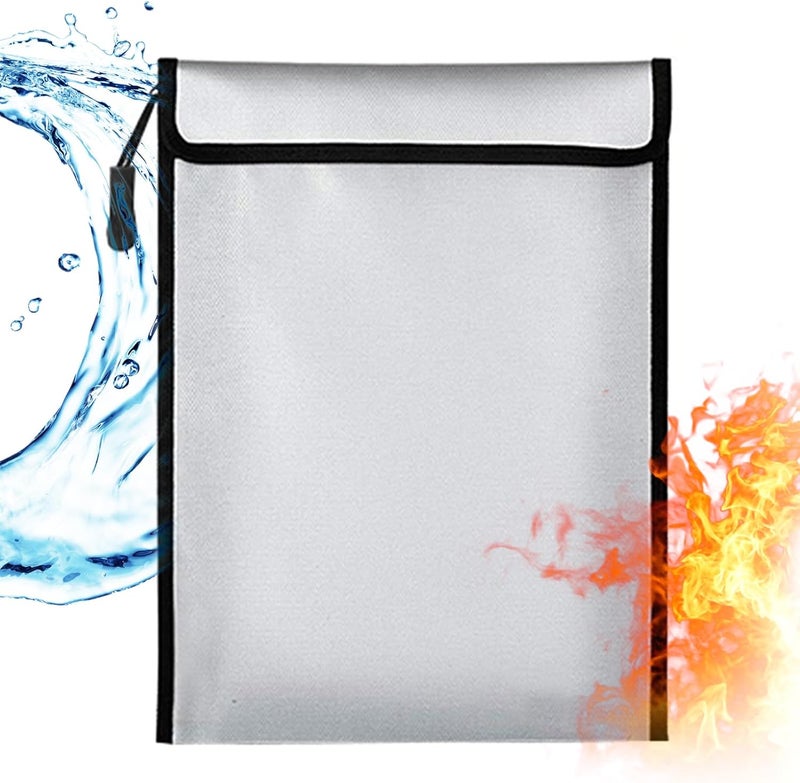 Multipurpose Fireproof Document Holder Waterproof Money Bag Large Capacity Storage Pouch 2 Pack Silver Aluminum Foil Indoor Outdoor (M) - Image 4