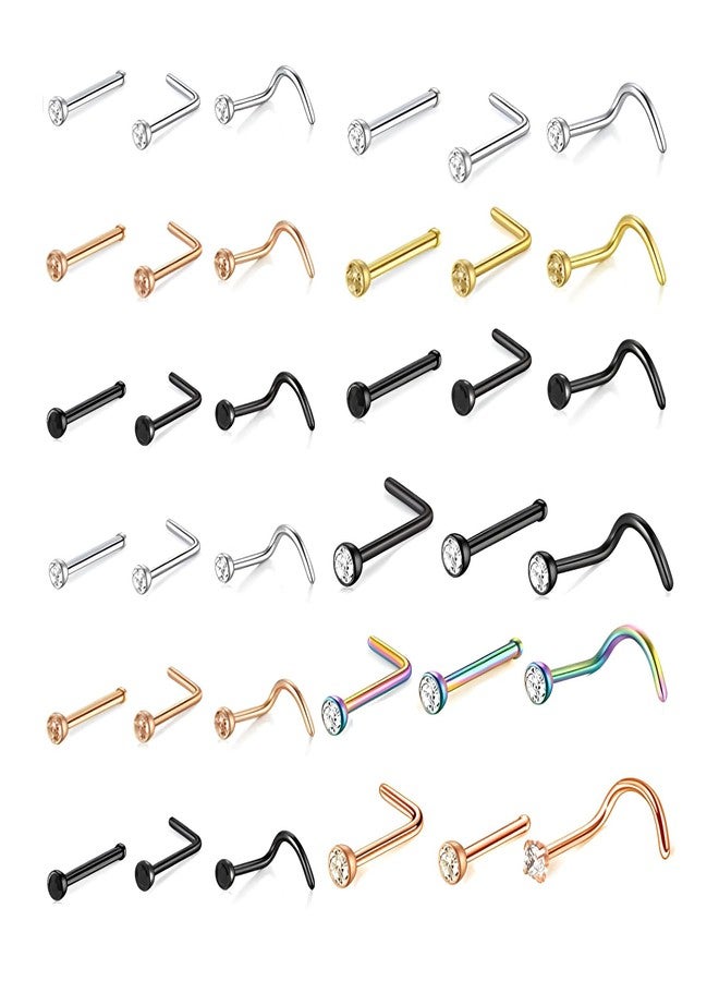 Decentraland 10 PCS Black-Black（I Shape Nose Ring stud stud Surgical Steel/Titanium Nose Studs for Women Nostril Piercing Jewelry 20g - Image 3