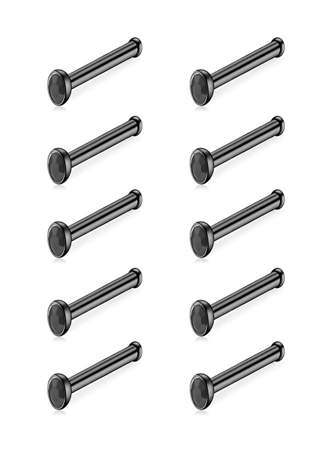 Decentraland 10 PCS Black-Black（I Shape Nose Ring stud stud Surgical Steel/Titanium Nose Studs for Women Nostril Piercing Jewelry 20g - Image 1