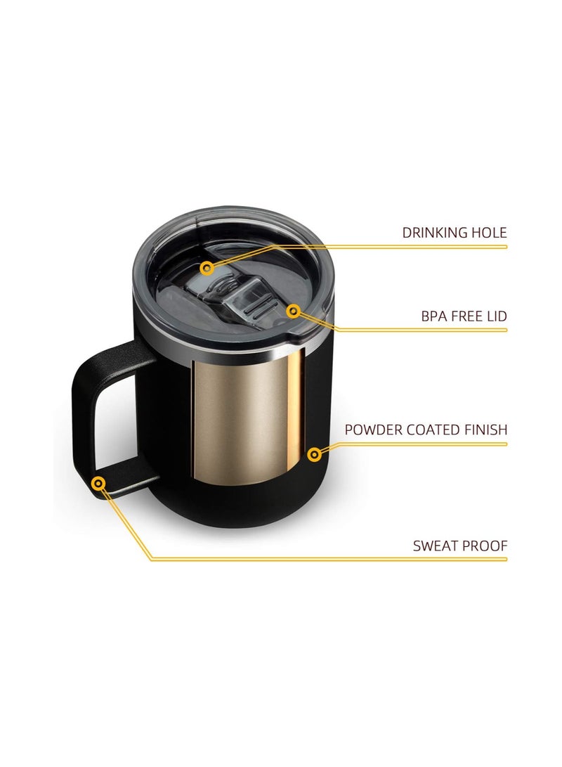 Bukela 12oz Stainless Steel Insulated Coffee Mug with Handle, Double Wall Vacuum Travel Mug, Tumbler with Slide Lid, Black  - Image 3
