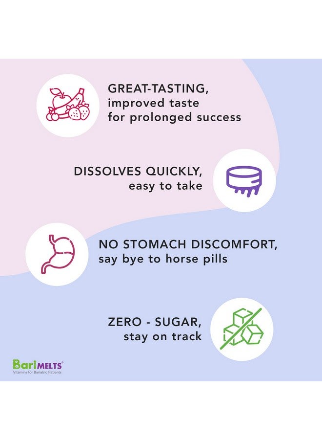 BariMelts Multivitamin Dissolvable Bariatric Vitamins Natural Fruit Flavor 60 Fast Melting Tablets - Image 4