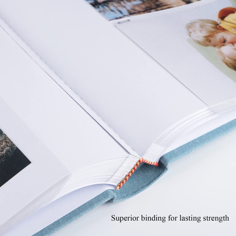 1DOT2 Photo Album with Writing Space 50 Pages 4x6 Photos Hold 200 or 5x7 Pictures Hold 100  Linen Cover Small Photo Book Albums with Memo for Anniversary Wedding Baby (Cyan Blue) - Image 4