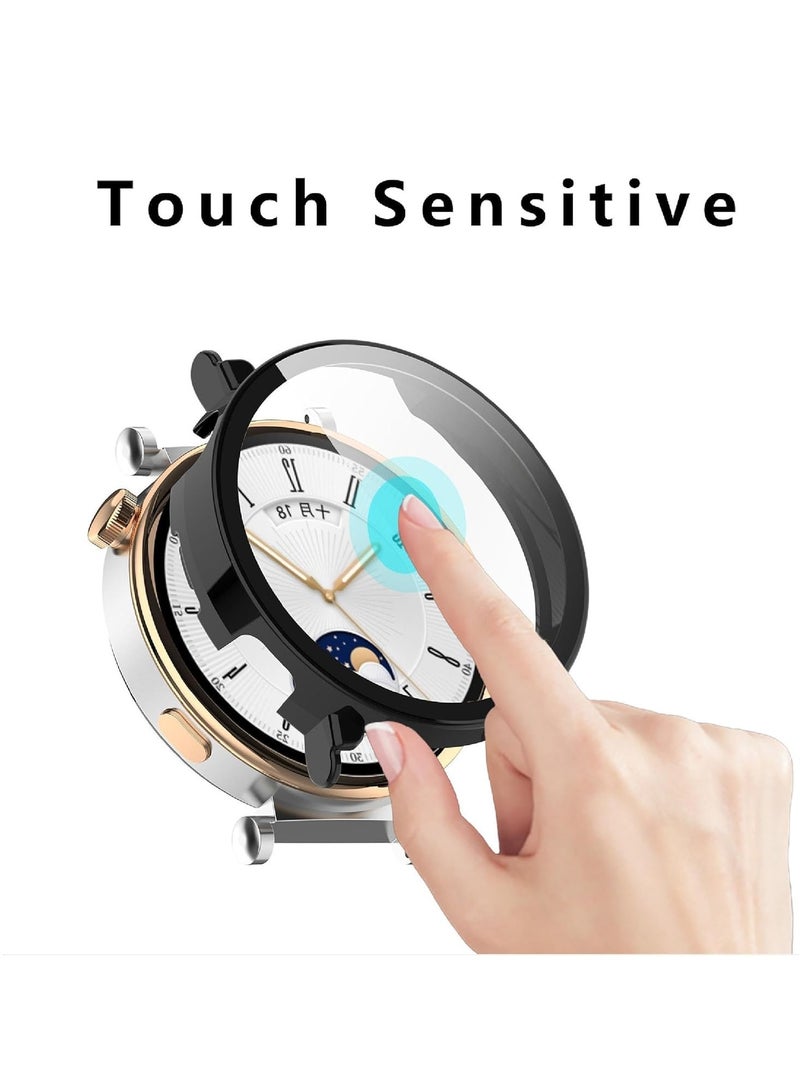Case Compatible with Huawei Watch GT 5 41 mm 9H Hardness 360° All-Round Protective Case Built-in Glass Scratch-Resistant PC Screen Protector Case Cover for Huawei Watch GT 5 41 mm (Black) - Image 3