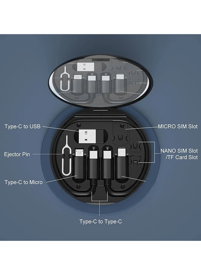 USB C to Lightning Adapter Kit,Multi Charging Cable Case Convertor USB C to Type C/iOS Device/Micro Adapter Travel Data Cable Set Contains Card Storage， Phone Holder, Tray Eject Pin