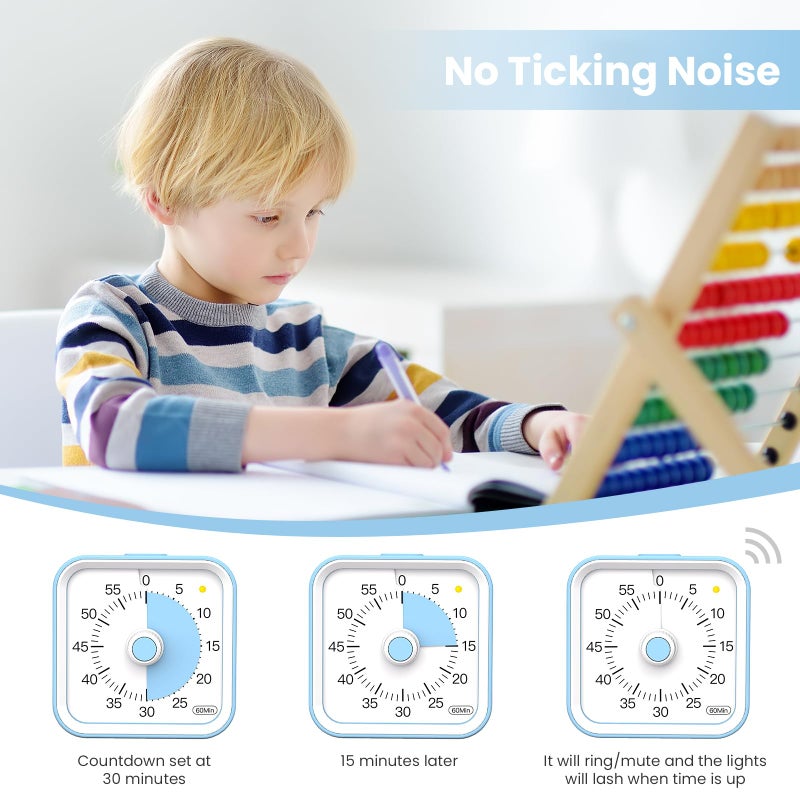 Infpokid Visual Timer For Kids With Pause Function  60 Minute Countdown Timer For Kids Desk Study  Teaching  Kitchen Cooking  Office Meetings  Time Management For Adhd (Blue) - Image 5