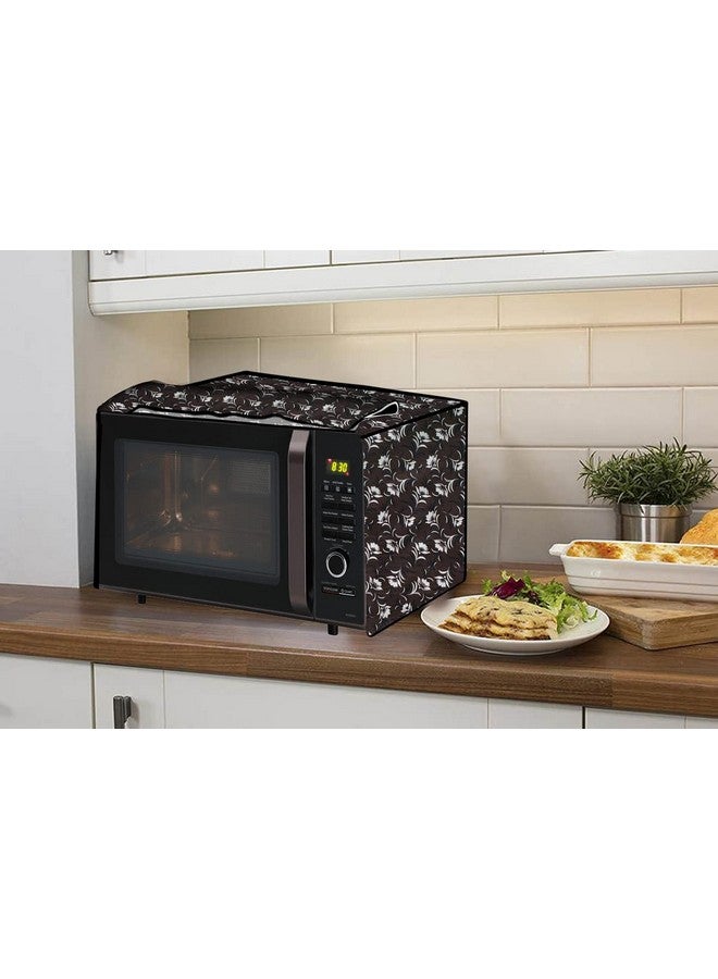 The Furnishing Tree غطاء ميكروويف شجرة الأثاث إغلاق كامل PVC مناسب لجميع العلامات التجارية الكبرى بحجم LxWxH 19x21x13 بوصة بنمط زهور بني داكن - Image 3