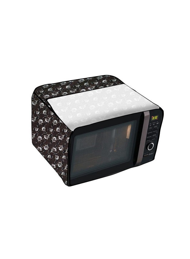 The Furnishing Tree غطاء ميكروويف شجرة الأثاث إغلاق كامل PVC مناسب لجميع العلامات التجارية الكبرى بحجم LxWxH 19x21x13 بوصة بنمط زهور بني داكن - Image 5