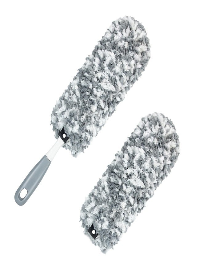 TrueYee Microfiber Duster with an Extra Washable and Reusable Duster Head, Microfiber Dusters for Household Cleaning, Gray - Image 1