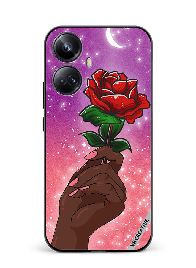VR CREATIVE Protective Case Cover For Realme 10 Pro Plus Rose Presenter Black Hand Design Multicolour - Image 1