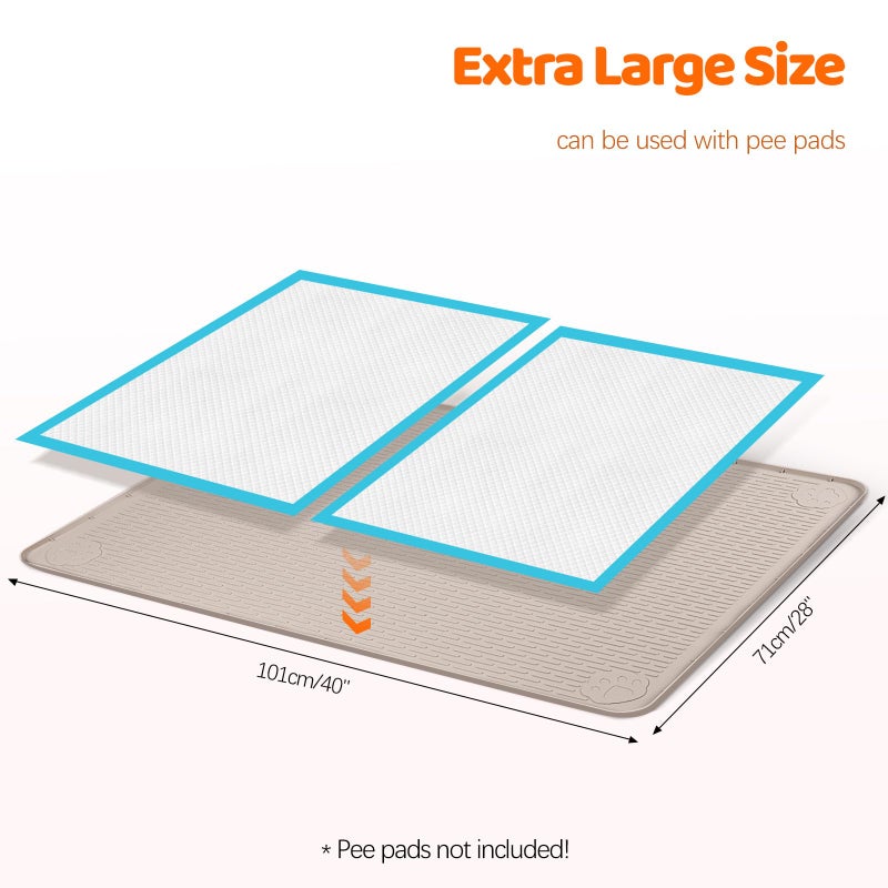 Bartuke Pee Pads for Dogs, 40" x 28" Extra Large Reusable Dog Silicone Mat for Floor Protector, Washable Non-Slip Dog Training Pads for Potty Training (Khaki) - Image 2