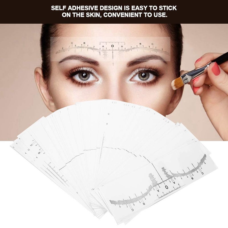 50pcs Eyebrow Ruler Stencils Eyebrow Ruler Sticker Disposable Eyebrow Ruler Measurement Tool Mapping Stickers - Image 2
