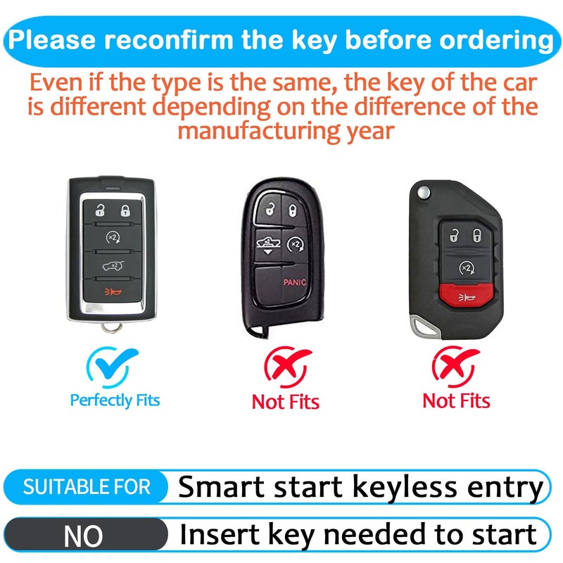 Sindeda for Jeep Key Fob Cover with Keychain Soft Full Protection Key Shell Compatible with Grand Cherokee L Grand Wagoneer 2021-2025 Smart Key 5 Buttons-B(White) - Image 2