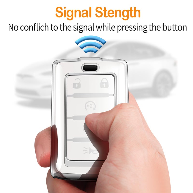 Sindeda for Jeep Key Fob Cover with Keychain Soft Full Protection Key Shell Compatible with Grand Cherokee L Grand Wagoneer 2021-2025 Smart Key 5 Buttons-B(White) - Image 5