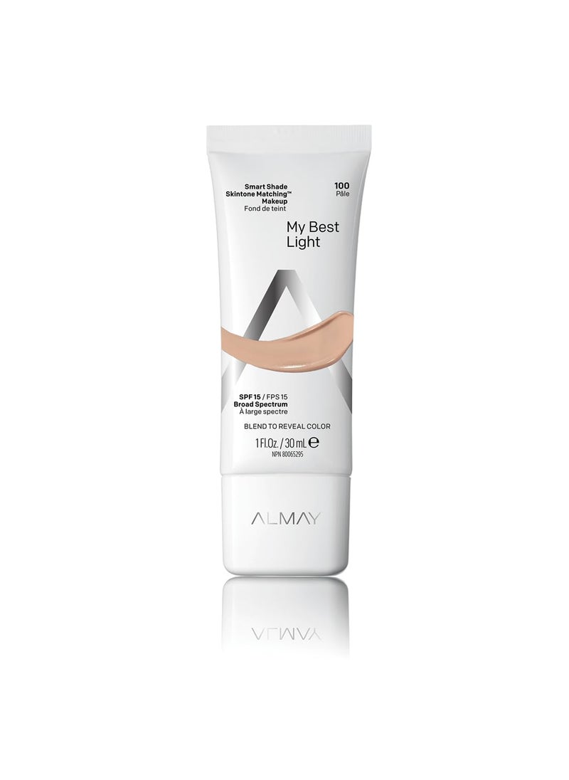 Almay Almay Skintone Matching Foundation Smart Shade Face Makeup with SPF 15 Hypoallergenic OilFree DermatologistTested 100 My Best Light 1 fl oz 