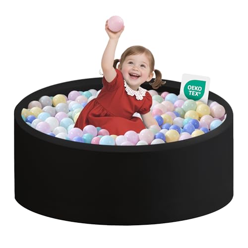 Zedachica Ball Pit for Toddlers 3543x1181 Baby Ball Pits Soft Memory Foam Ball Pit Round Kids Ball Pit Indoor Game Kids Play Ball Pool Ideal Gift for Girls and Boys Black NO Balls - Image 1