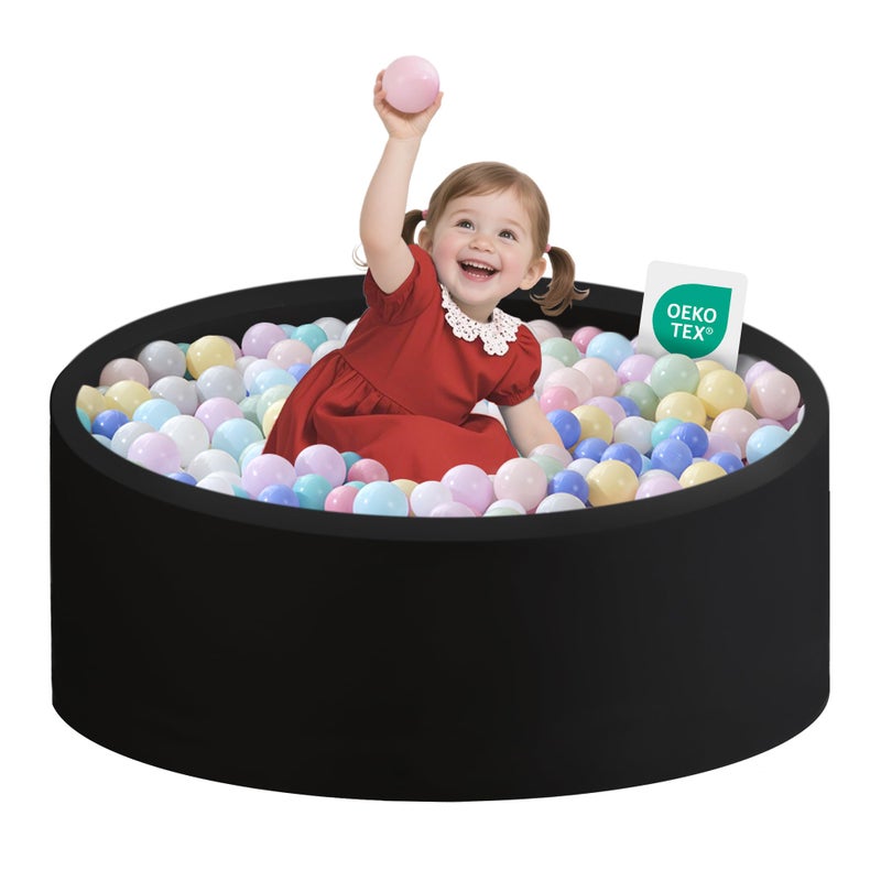 Zedachica Ball Pit for Toddlers 3543x1181 Baby Ball Pits Soft Memory Foam Ball Pit Round Kids Ball Pit Indoor Game Kids Play Ball Pool Ideal Gift for Girls and Boys Black NO Balls - Image 2