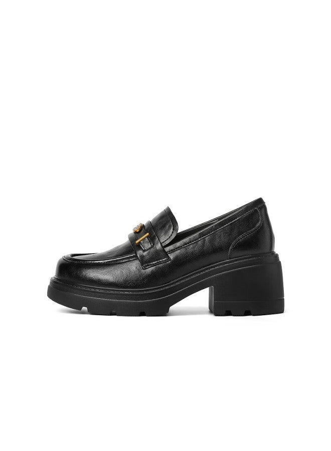 Belle Women's Loafers British Style Small Leather Shoes Autumn Commuter Flats Jd007cm5 Black-gold Coin Style Size 39 - Image 4