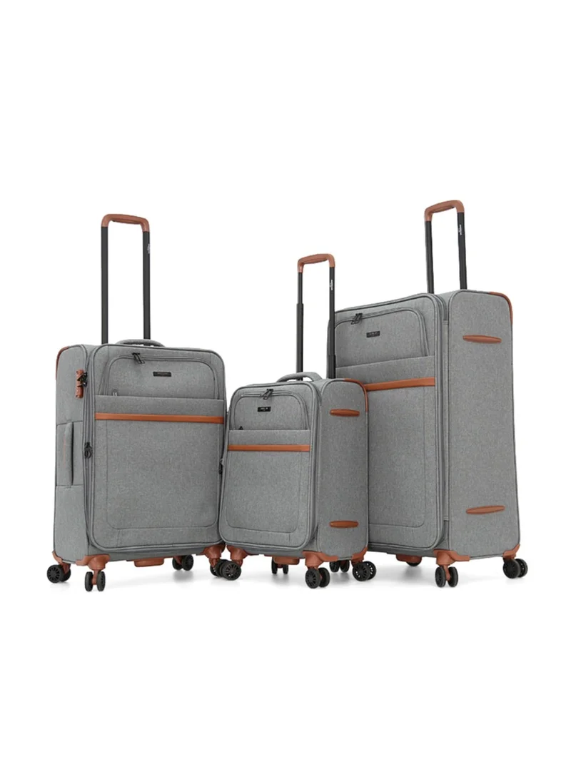 AMERICAN FLYER Softside Luggage Trolley Bag 3 Pieces Set,Grey (S-20",M-24",L-28")
