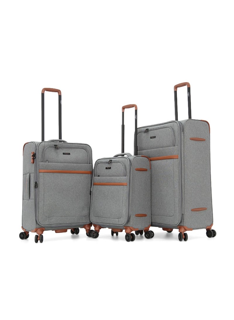AMERICAN FLYER Softside Luggage Trolley Bag 3 Pieces Set,Grey (S-20",M-24",L-28") - Image 1