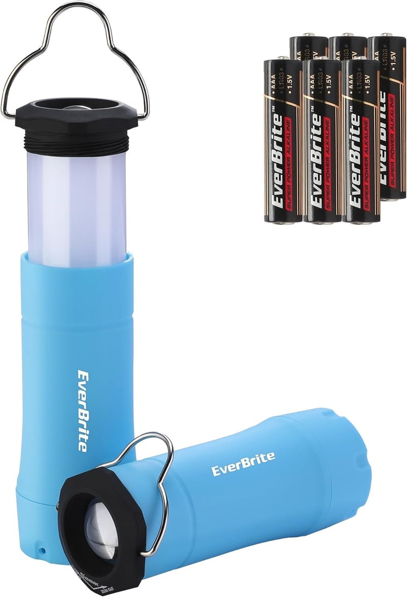 Ever Brite 2-in-1 Mini Lanterns and Flashlights, Zoomable Flashlight Lantern Combo with 3 Modes, Camping Essentials, 2PC Battery Powered Lantern for Hurricane, Hiking, Home, Emergency - Image 1