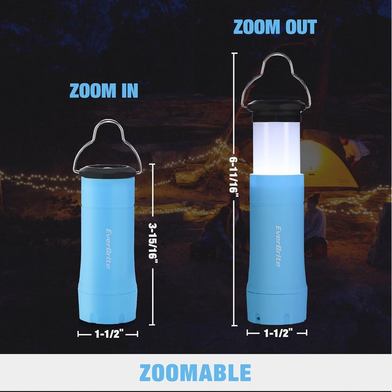Ever Brite 2-in-1 Mini Lanterns and Flashlights, Zoomable Flashlight Lantern Combo with 3 Modes, Camping Essentials, 2PC Battery Powered Lantern for Hurricane, Hiking, Home, Emergency - Image 4