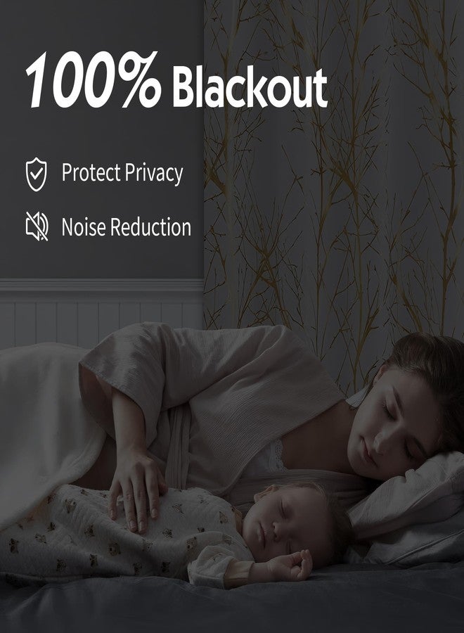 FMFUNCTEX ستائر FMFUNCTEX معتمة 100%، مناسبة للمطبخ والحمام وغرفة المعيشة، طولها 18 بوصة، بتصميم فرع شجرة معدني باللونين الأبيض والذهبي، مع جيب للعمود، لوحة واحدة. - Image 2