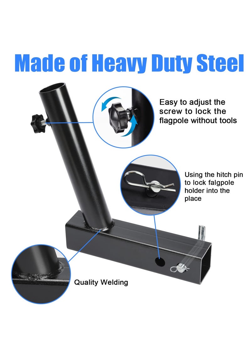 Excefore Hitch Flag Pole Holder, Flagpole Hitch Mount, Car Angled Flag Pole Holder, Universal Fit for Standard 2 inches Hitch Receivers, for Truck, SUV, RV, Pickup, Camper - Image 3
