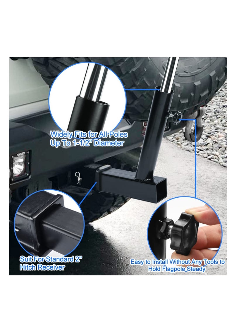 Excefore Hitch Flag Pole Holder, Flagpole Hitch Mount, Car Angled Flag Pole Holder, Universal Fit for Standard 2 inches Hitch Receivers, for Truck, SUV, RV, Pickup, Camper - Image 5
