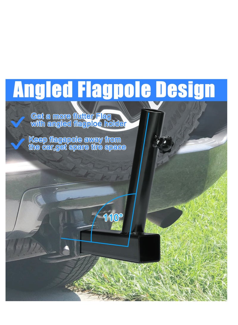 Excefore Hitch Flag Pole Holder, Flagpole Hitch Mount, Car Angled Flag Pole Holder, Universal Fit for Standard 2 inches Hitch Receivers, for Truck, SUV, RV, Pickup, Camper - Image 4