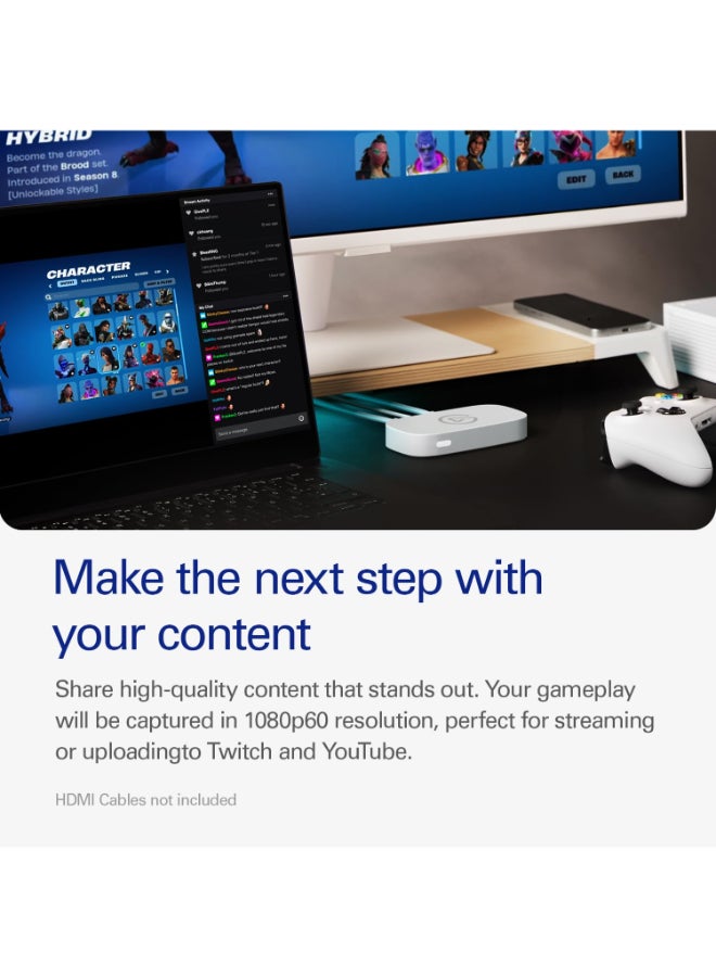 إلجاتو جهاز Elgato Game Capture Neo 4K60 HDR USB Passthrough، التقاط بدقة 1080P60 لـ Ps4/Ps5/Xbox/Switch/iPhone لالتقاطه على الكمبيوتر المحمول، والكمبيوتر الشخصي، وماك، وآيباد، باللون الأبيض - Image 3