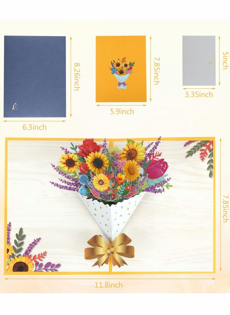 Generic - 3D Pop-Up Sunflower Bouquet Greeting Card for Celebrations - Perfect Floral Card for Birthdays, Anniversaries, and Special Occasions. - Image 1