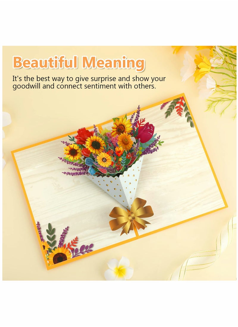 Generic - 3D Pop-Up Sunflower Bouquet Greeting Card for Celebrations - Perfect Floral Card for Birthdays, Anniversaries, and Special Occasions. - Image 1