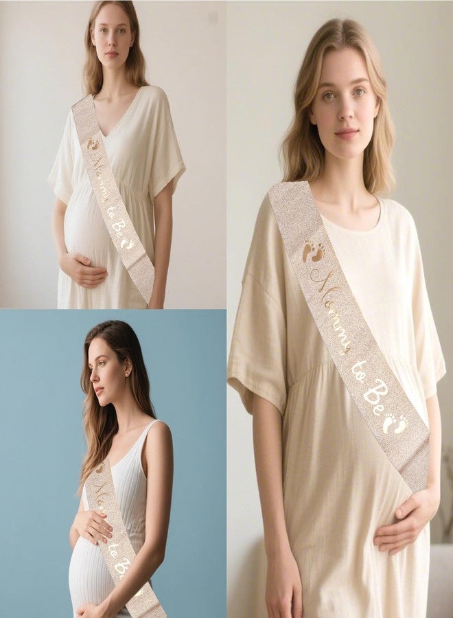 لوويجز وشاح "مامي تو بي" من لويجز، ذهبي وردي، مثالي لحفلات استقبال المولود الجديد. استمتعي بزينة حفل استقبال مولودك الجديد، وهدايا للأمهات، ومناسب للكشف عن جنس المولود، والترحيب بالمولود الجديد (ذهبي وردي). - Image 2