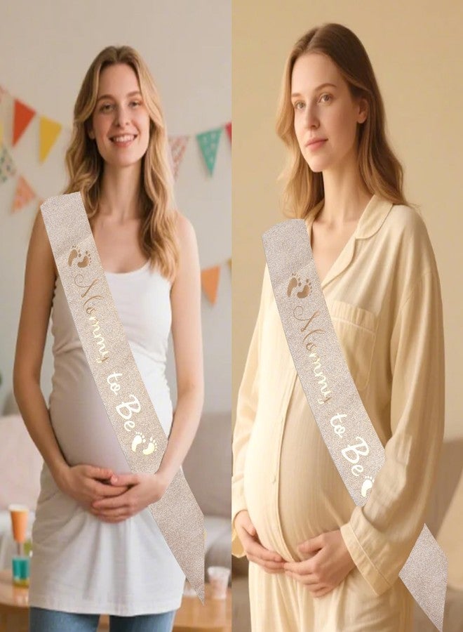 لوويجز وشاح "مامي تو بي" من لويجز، ذهبي وردي، مثالي لحفلات استقبال المولود الجديد. استمتعي بزينة حفل استقبال مولودك الجديد، وهدايا للأمهات، ومناسب للكشف عن جنس المولود، والترحيب بالمولود الجديد (ذهبي وردي). - Image 4