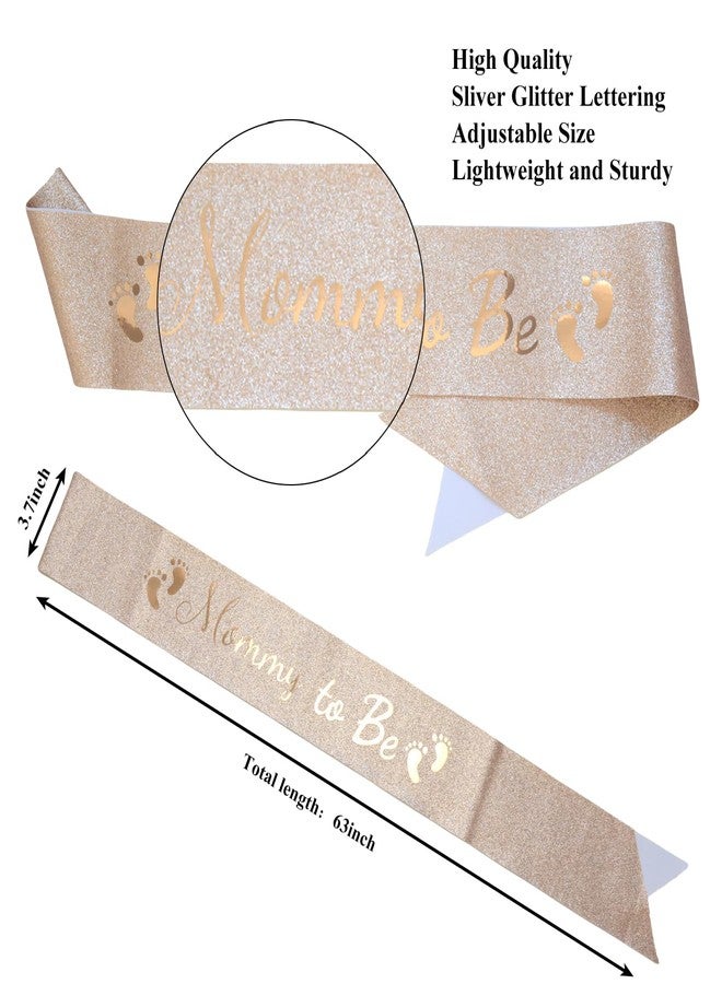 لوويجز وشاح "مامي تو بي" من لويجز، ذهبي وردي، مثالي لحفلات استقبال المولود الجديد. استمتعي بزينة حفل استقبال مولودك الجديد، وهدايا للأمهات، ومناسب للكشف عن جنس المولود، والترحيب بالمولود الجديد (ذهبي وردي). - Image 3