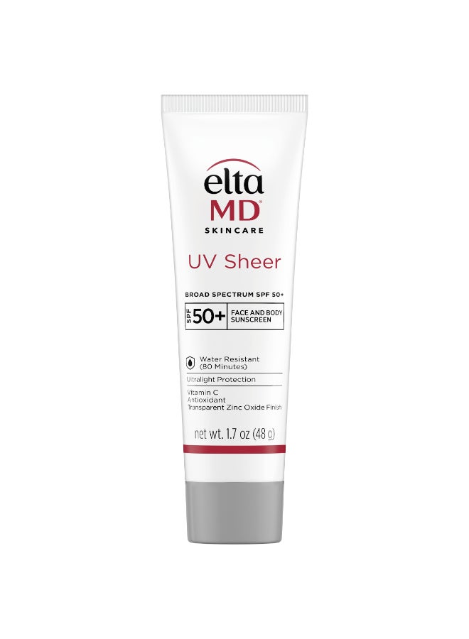 EltaMD UV Sheer Face Sunscreen SPF 50+ (1.7 Oz) – Lightweight Broad-Spectrum UV Protection for All Skin Types, with Zinc Oxide, Water & Sweat-Resistant - Image 1