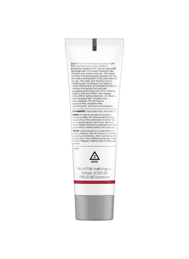 EltaMD UV Sheer Face Sunscreen SPF 50+ (1.7 Oz) – Lightweight Broad-Spectrum UV Protection for All Skin Types, with Zinc Oxide, Water & Sweat-Resistant - Image 2