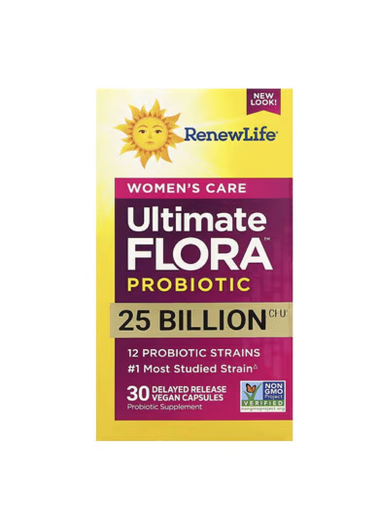 العناية بالنساء، بروبيوتيك Ultimate Flora™، 25 مليار وحدة تشكيل مستعمرة، 30 كبسولة نباتية ممتدة المفعول