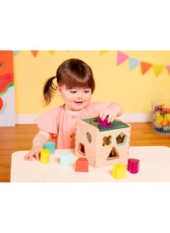 B. Toys Wonder Cube Developmental Toy Wooden Shape Sorter 9 Colorful Shapes Educational Toy For Toddlers, Kids 18 Months +  - Image 2