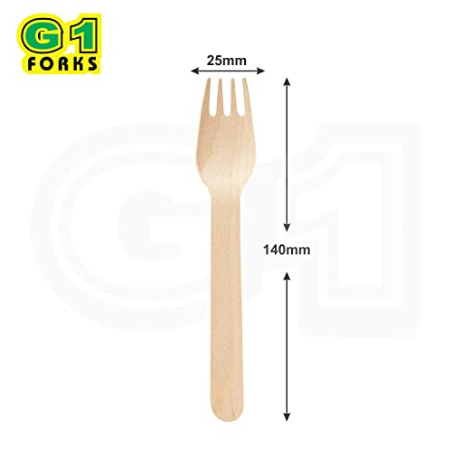 G1 G 1 Spoons | Bio-Degradable | Disposable | Wooden Spoons | 140 mm | 100 Pieces | Forks | 140 mm | 100 Pieces - Image 3