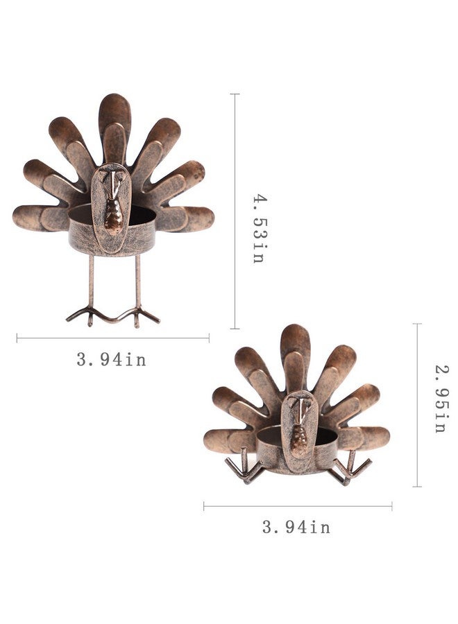 MorTime MorTime 12 Pack Turkey Tealight Candle Holders, Bronze Finished Metal Tea Light Candleholders, Thanksgiving Sitting Standing Turkey Holders Set for Table Kitchen Thanksgiving Decorations  - Image 5