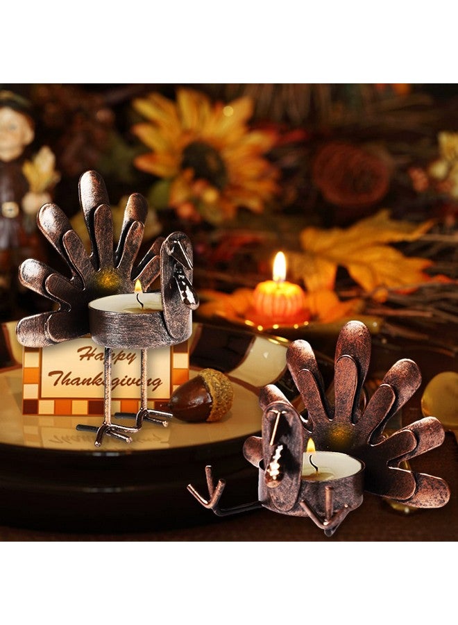 MorTime MorTime 12 Pack Turkey Tealight Candle Holders, Bronze Finished Metal Tea Light Candleholders, Thanksgiving Sitting Standing Turkey Holders Set for Table Kitchen Thanksgiving Decorations  - Image 3