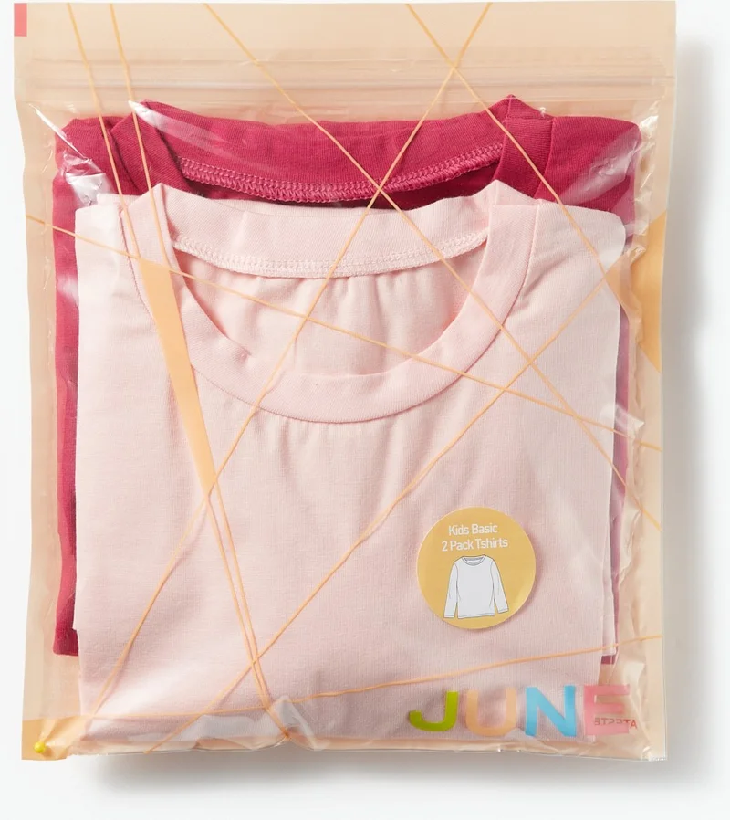 JUNE Kids Packaged Long Sleeve 2-Pack Plain T-Shirt
