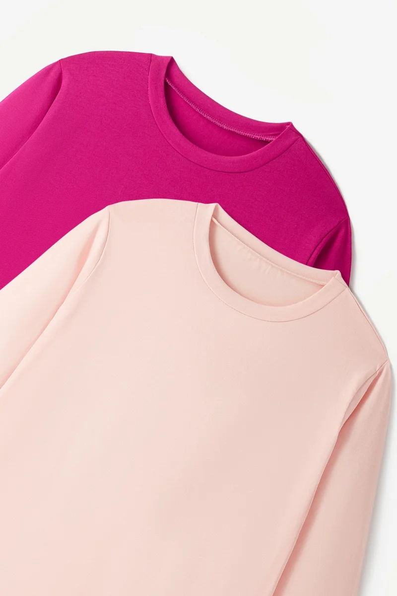JUNE Kids Packaged Long Sleeve 2-Pack Plain T-Shirt