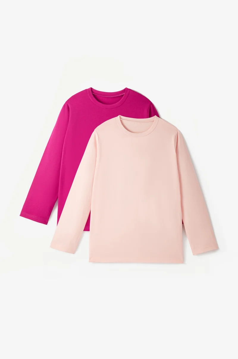 JUNE Kids Packaged Long Sleeve 2-Pack Plain T-Shirt