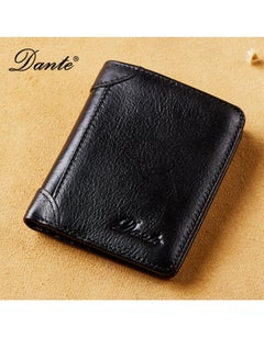 Dante Men's Leather RFID Anti-theft Vertical Wallet (Retro Black)  - Image 1