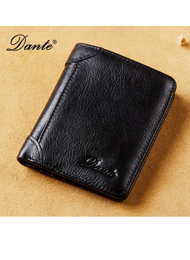 Dante Men's Leather RFID Anti-theft Vertical Wallet (Retro Black)  - Image 1