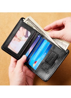 Dante Men's Leather RFID Anti-theft Vertical Wallet (Retro Black)  - Image 3