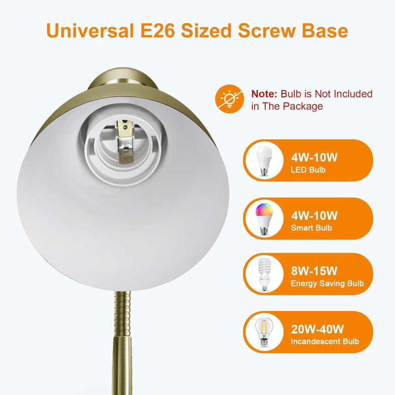 Le Power Metal Desk Lamp, Adjustable Goose Neck Table Lamp, Eye-Caring Study Desk Lamps for Bedroom, Study Room and Office (Bronze) - Image 4