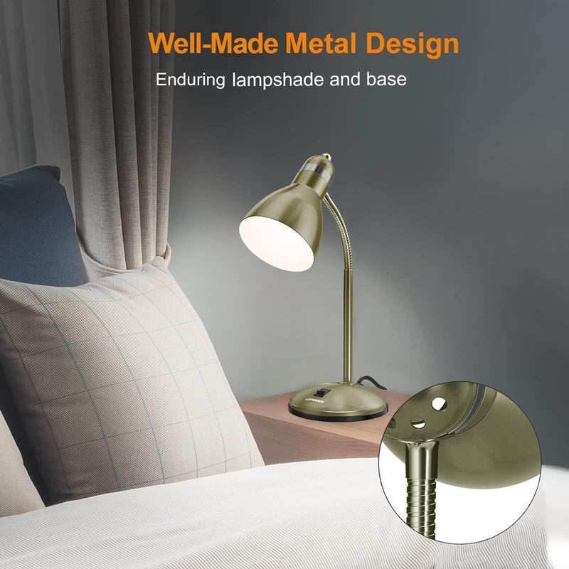 Le Power Metal Desk Lamp, Adjustable Goose Neck Table Lamp, Eye-Caring Study Desk Lamps for Bedroom, Study Room and Office (Bronze) - Image 3